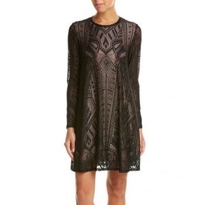 Bcbg Maxzaria long sleeve black and nude pattern dress
